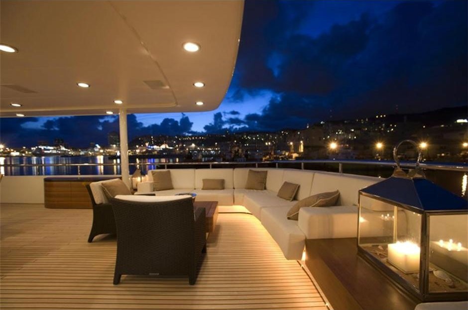 evening aboard 44m Oceanco yacht - aft deck