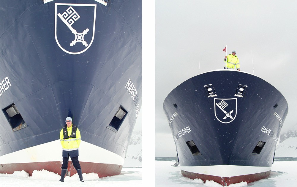 Ship's Bow In Ice On Yacht HANSE EXPLORER