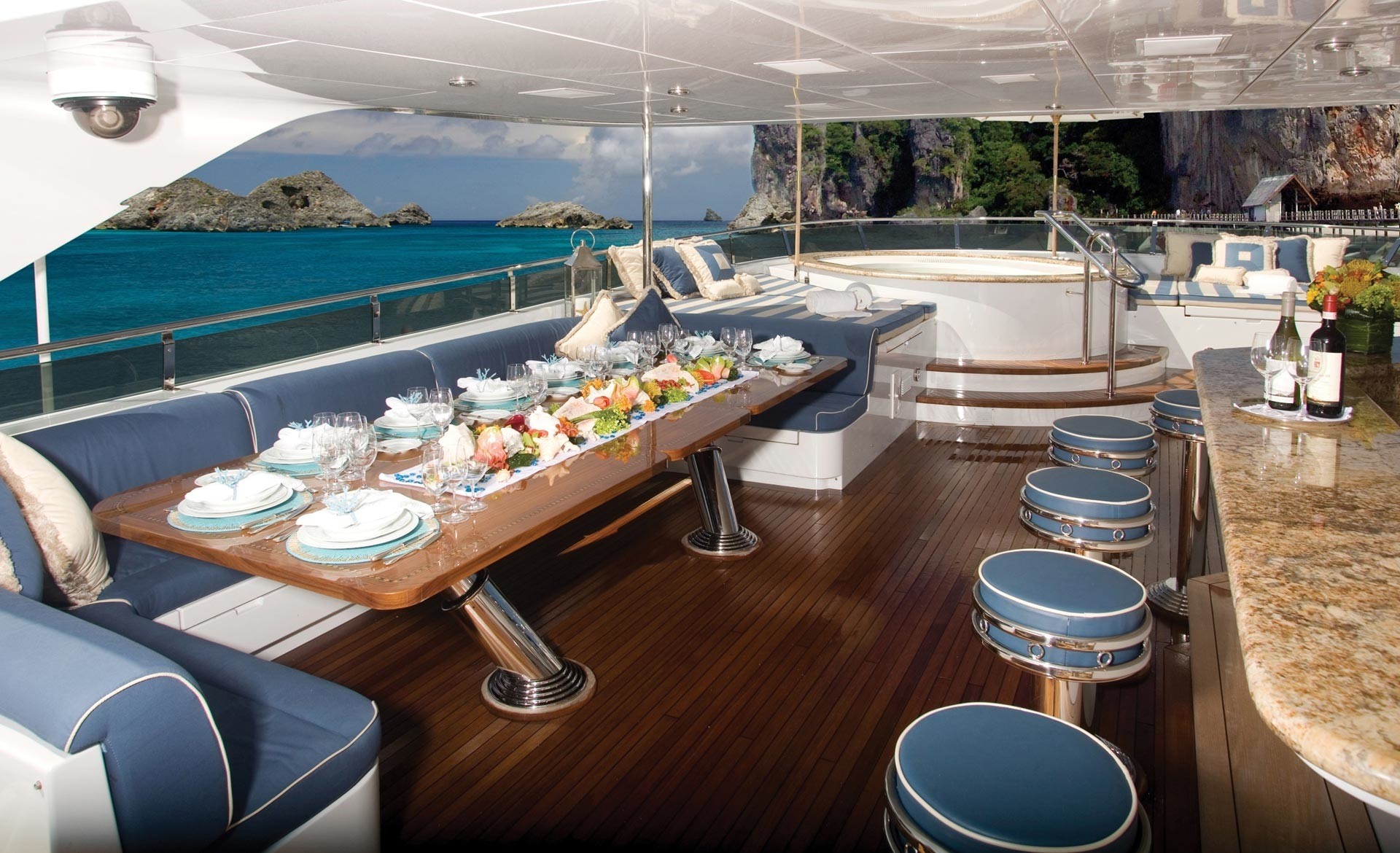 Sun Deck Drinks Bar Aboard Yacht LADY JOY