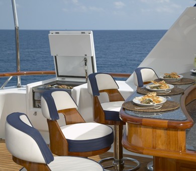Top Deck Drinks Bar Aboard Yacht TELEOST