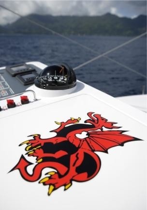 External Close Up On Yacht RED DRAGON