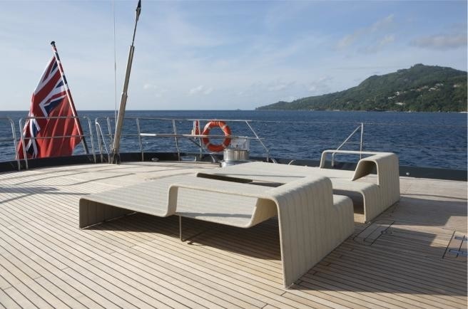 Sunshine Lounging On Board Yacht RED DRAGON