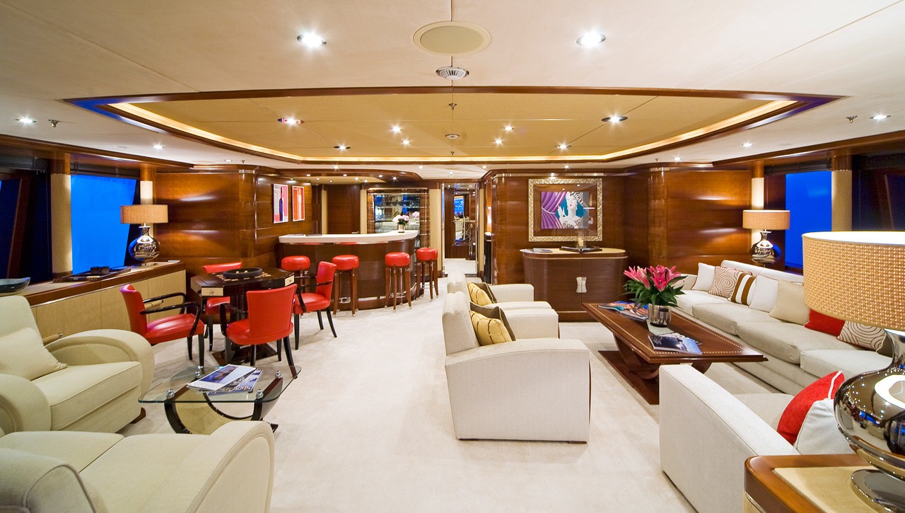 upper deck saloon with bar and fantastic seating options