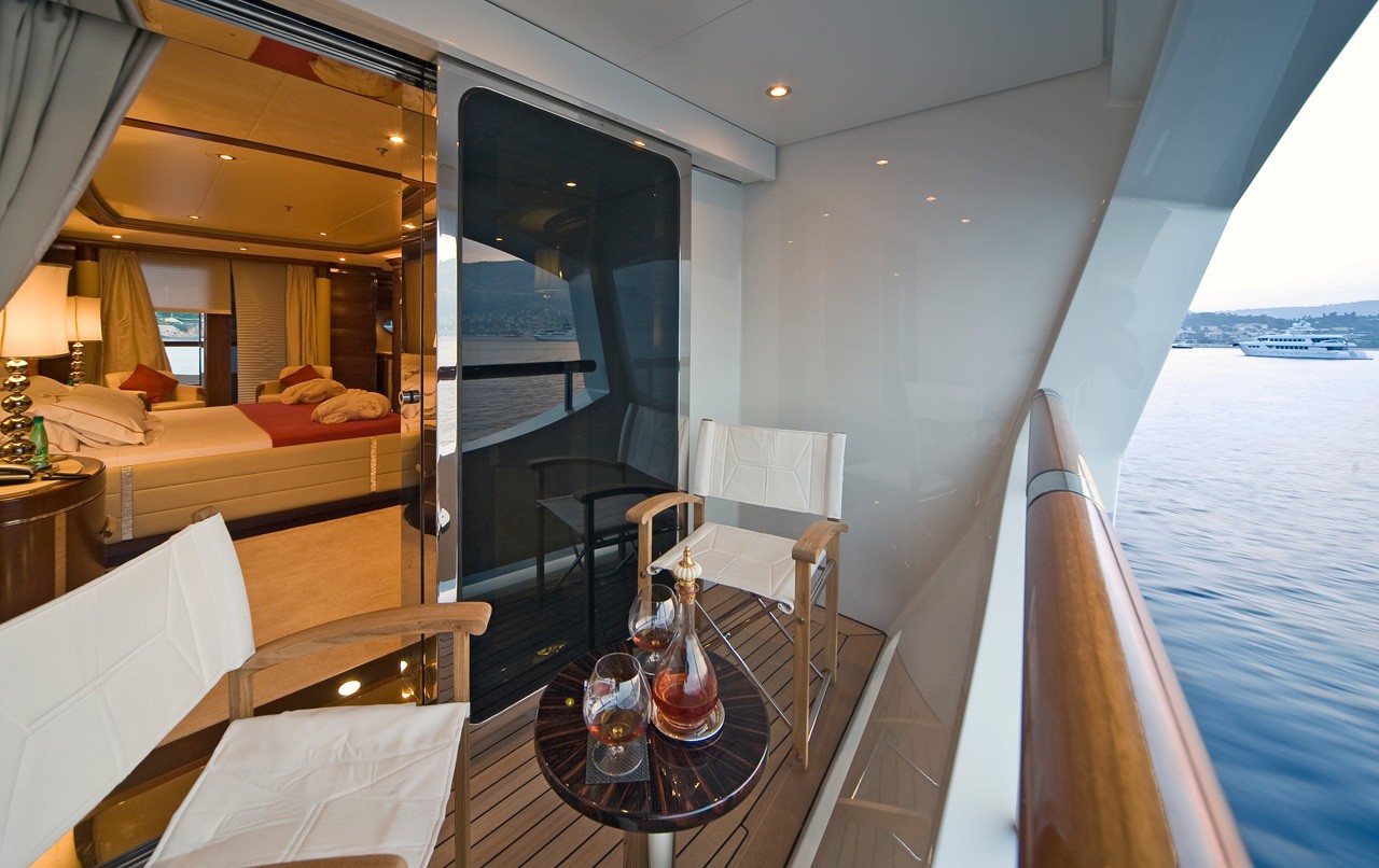 Main Master Balcony Aboard Yacht LATITUDE