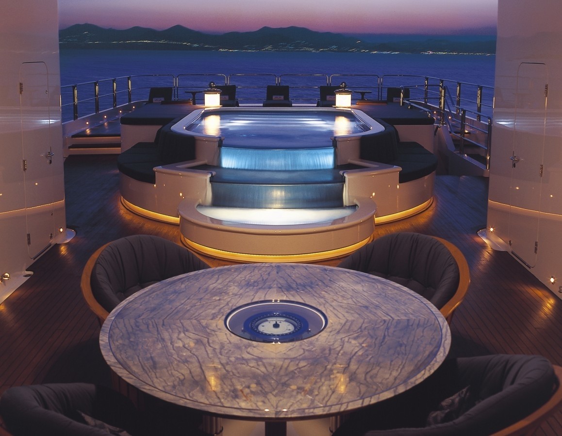 Evening: Yacht LUCKY LADY's Jacuzzi Pool With Sitting Image