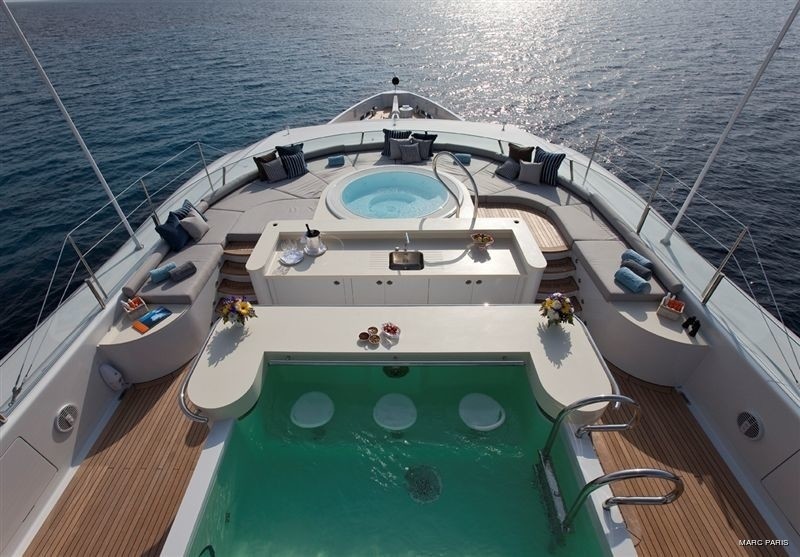 Sun Deck From Above Aspect On Board Yacht INFINITE SHADES