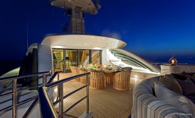 Sun Deck Eating/dining Zone Aboard Yacht INFINITE SHADES