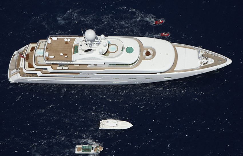 From Above Aspect Including Ship's Tenders On Board Yacht PEGASUS VIII