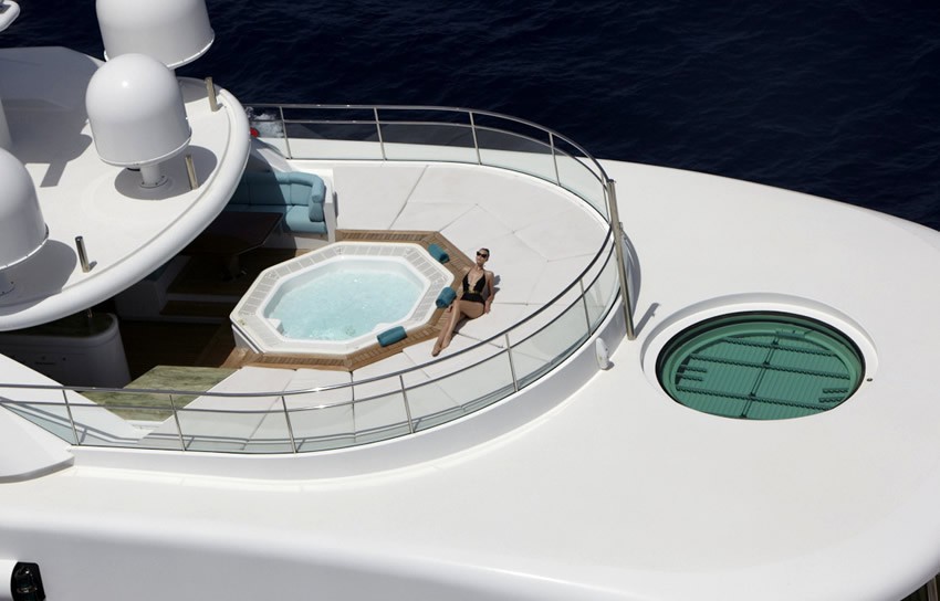 From Above Aspect Of Jacuzzi Pool Aboard Yacht PEGASUS VIII