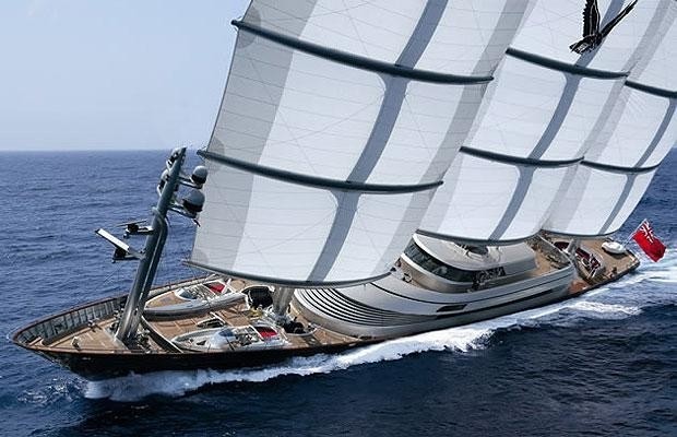 With Full Sail On Yacht MALTESE FALCON