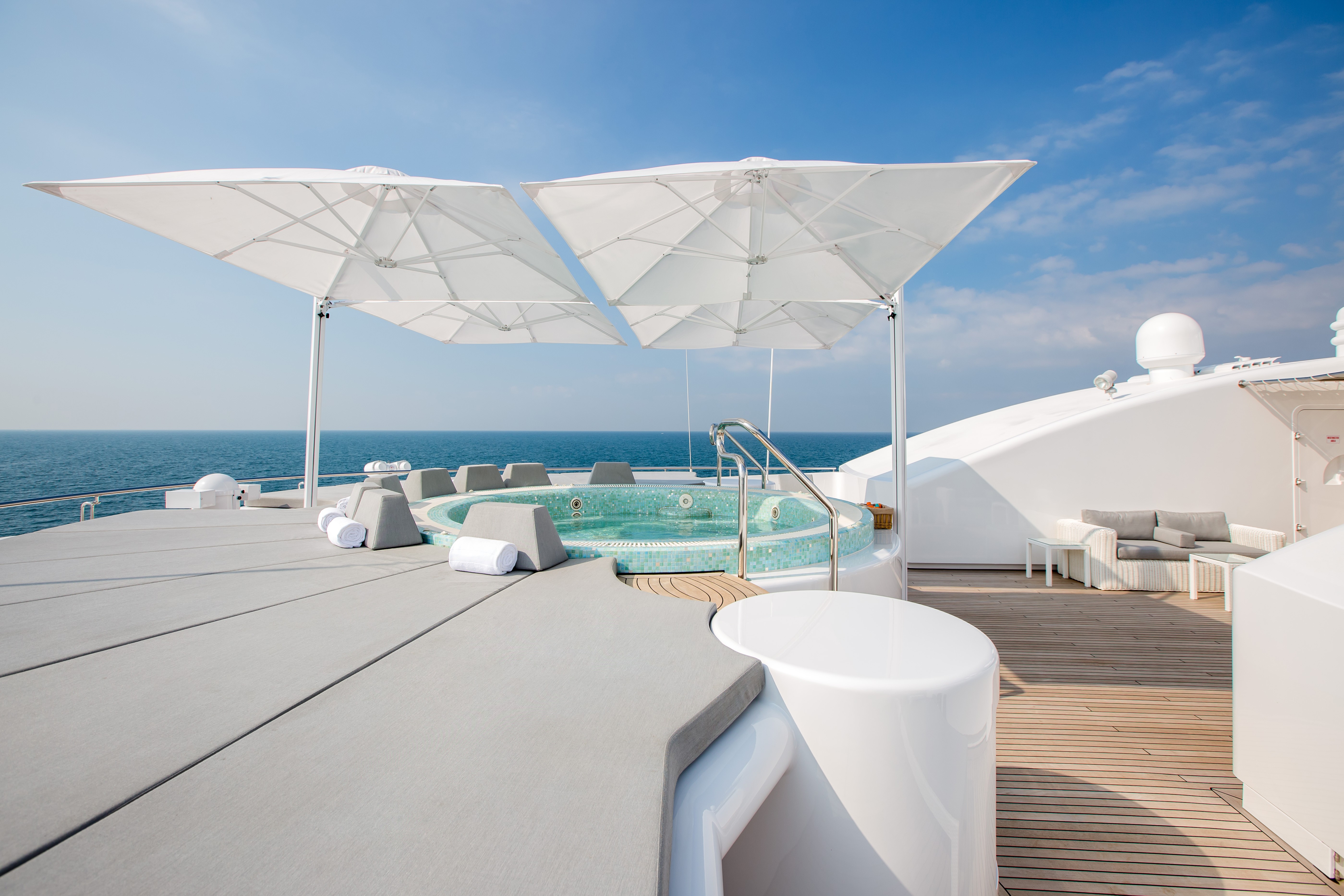 Sun Bathing Zone With Jacuzzi Pool Sunshine Deck On Board Yacht MOONLIGHT II