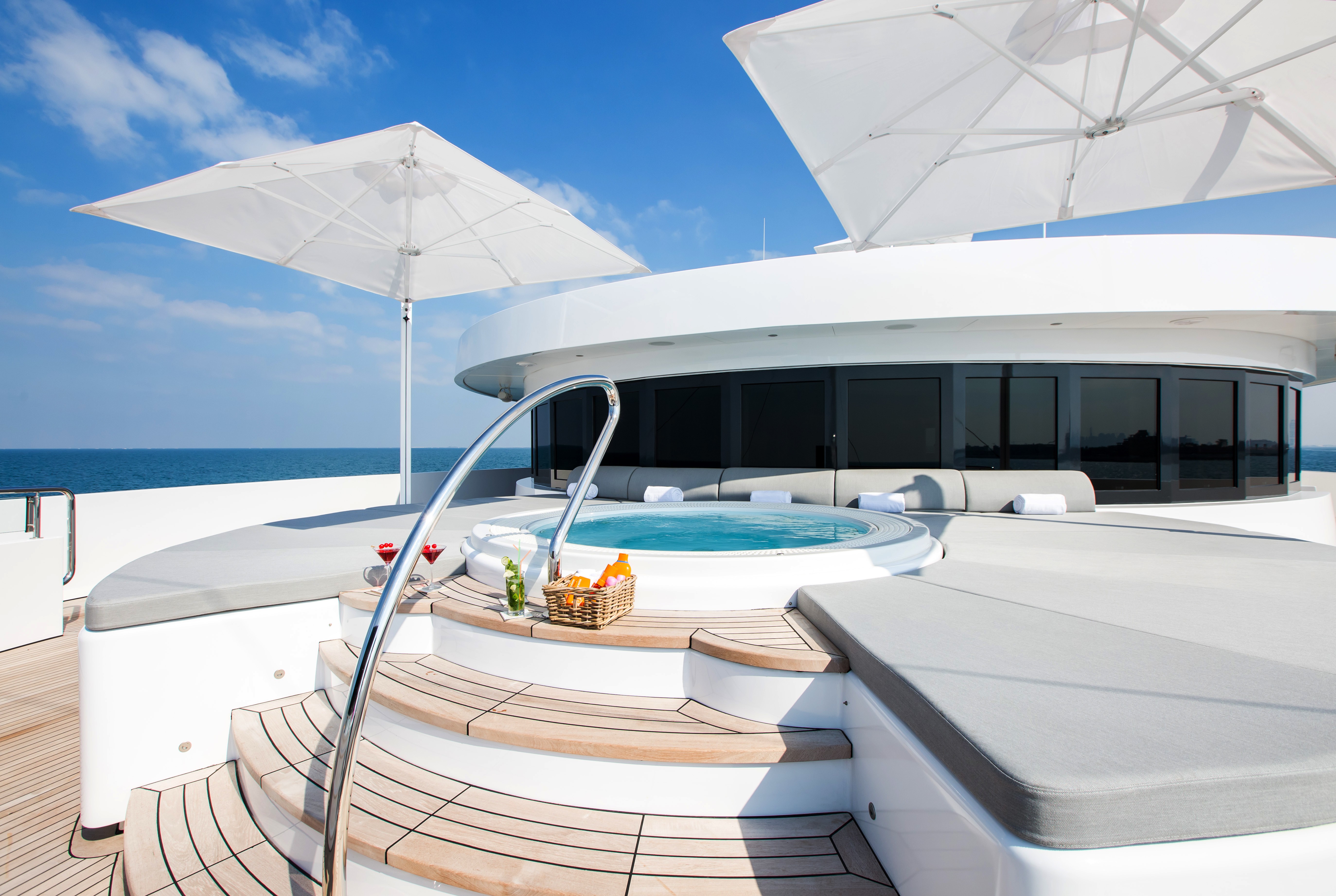 Sun Bathing Zone With Personal Jacuzzi Pool Fore Aboard Yacht MOONLIGHT II