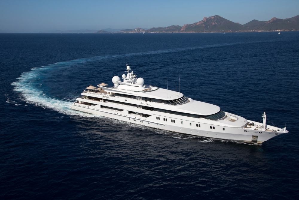 running aerial view of the 95m yacht