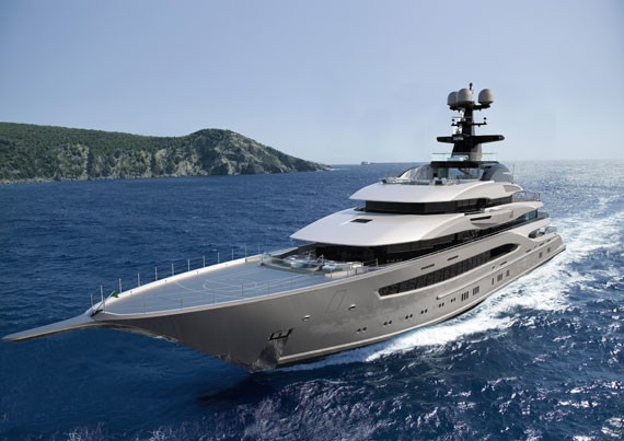 luxury mega yacht of 95 metres cruising