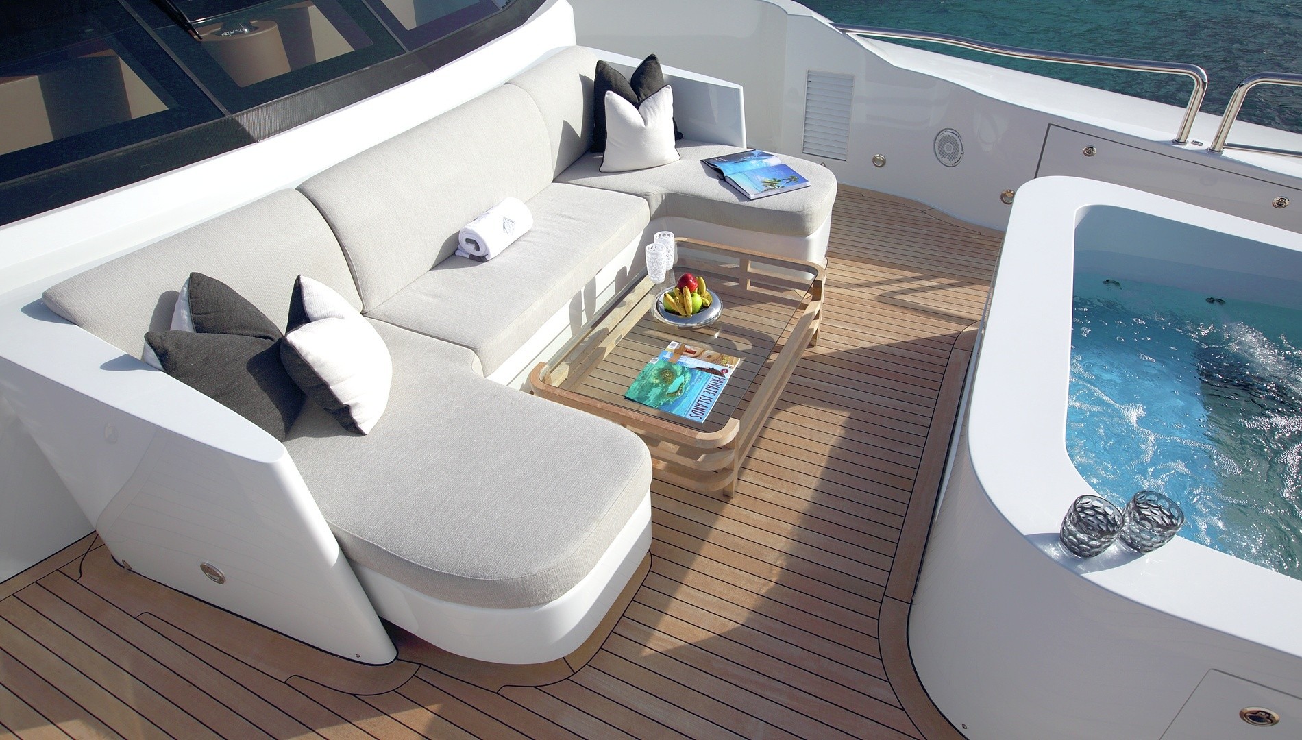 Top View Of Sun Deck Seating And Jacuzzi