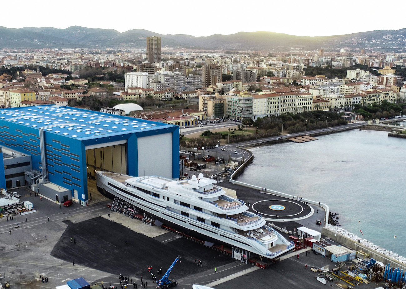 Benetti FB277 Leaving Shed To Be Launched In Italy