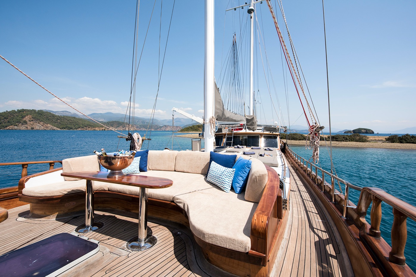 Relax on the comfortable foredeck