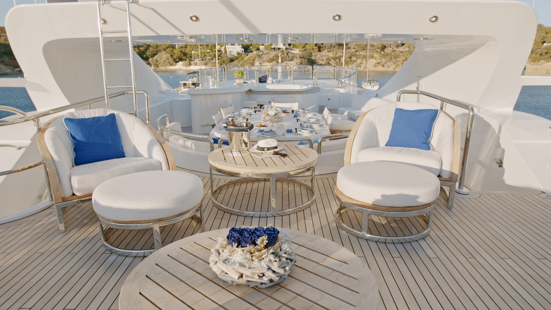 Sundeck view aft - with lovely contemporary deck furniture