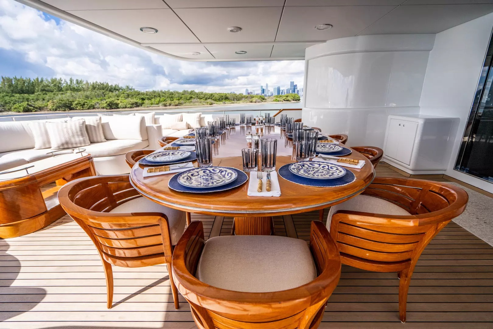 Upper deck stylish dining setting