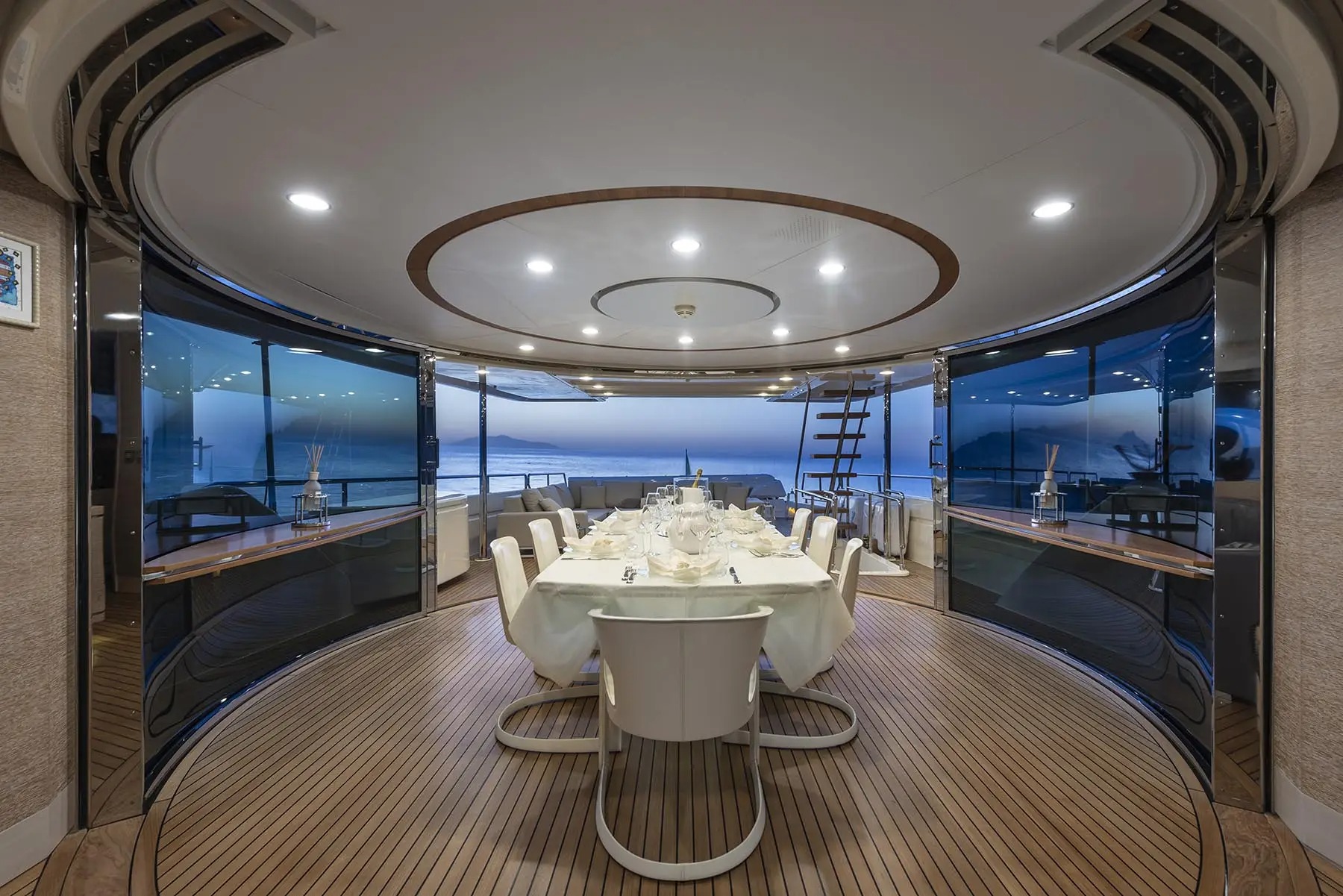 Stunning circular dining room on the upper deck