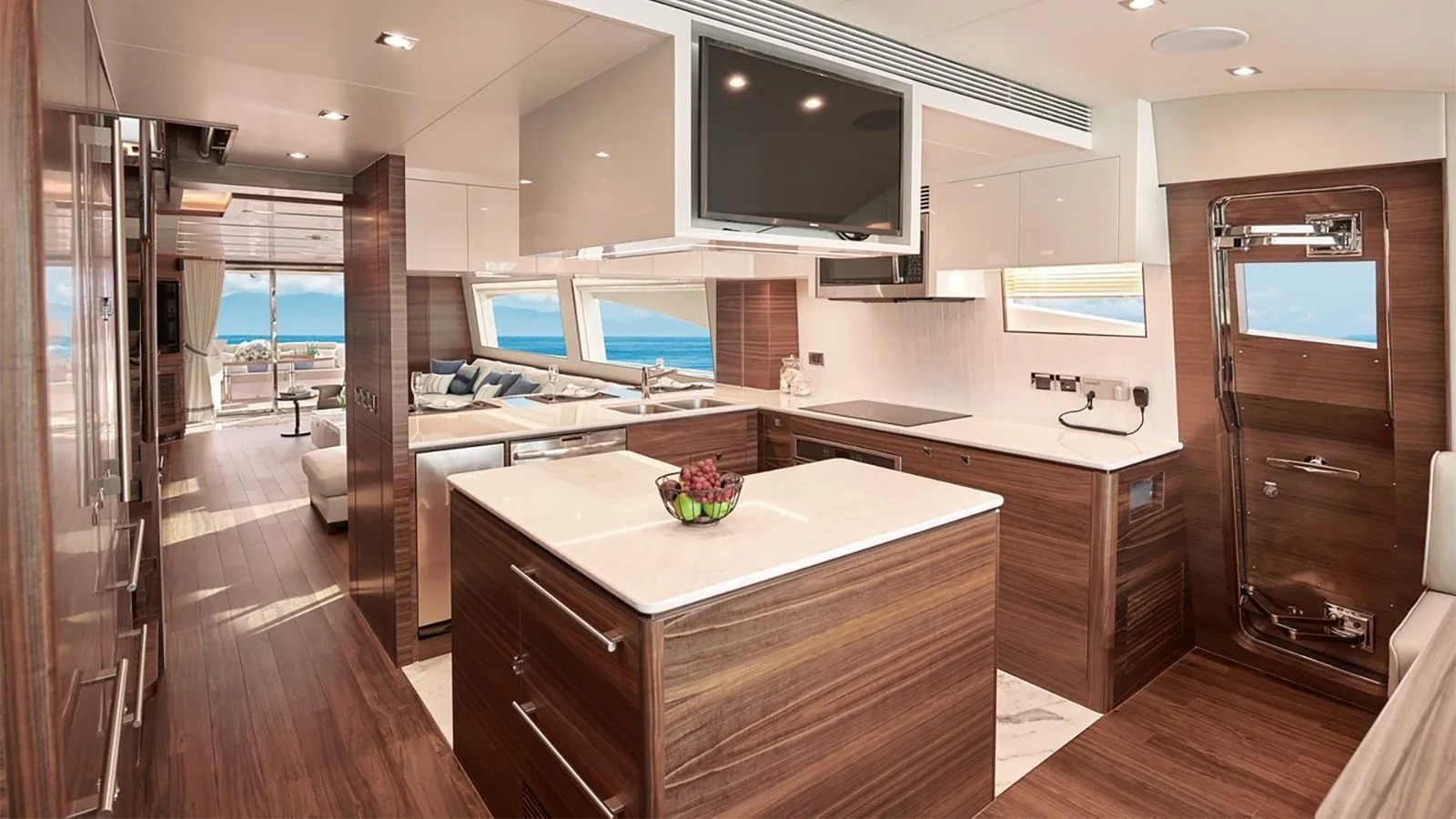 Open galley views aft