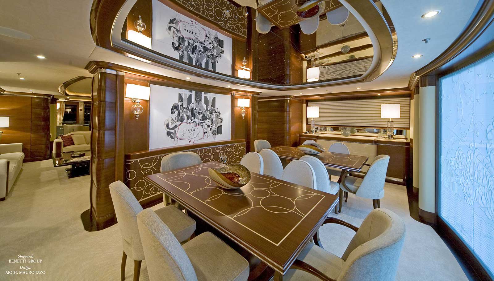 52m Benetti Custom Superyacht Formal Dining Area