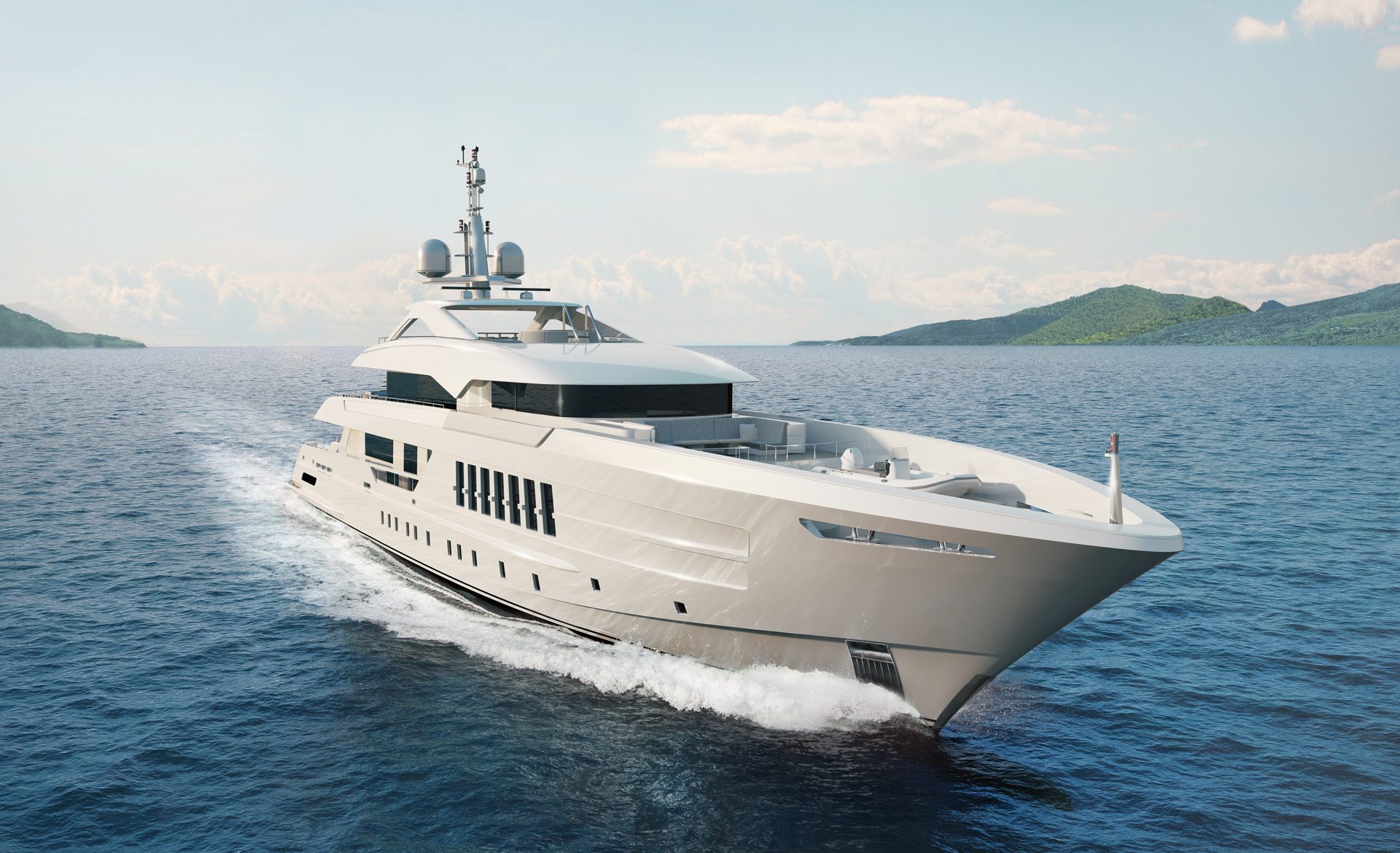 55m Fast Displacement Yacht Rendering