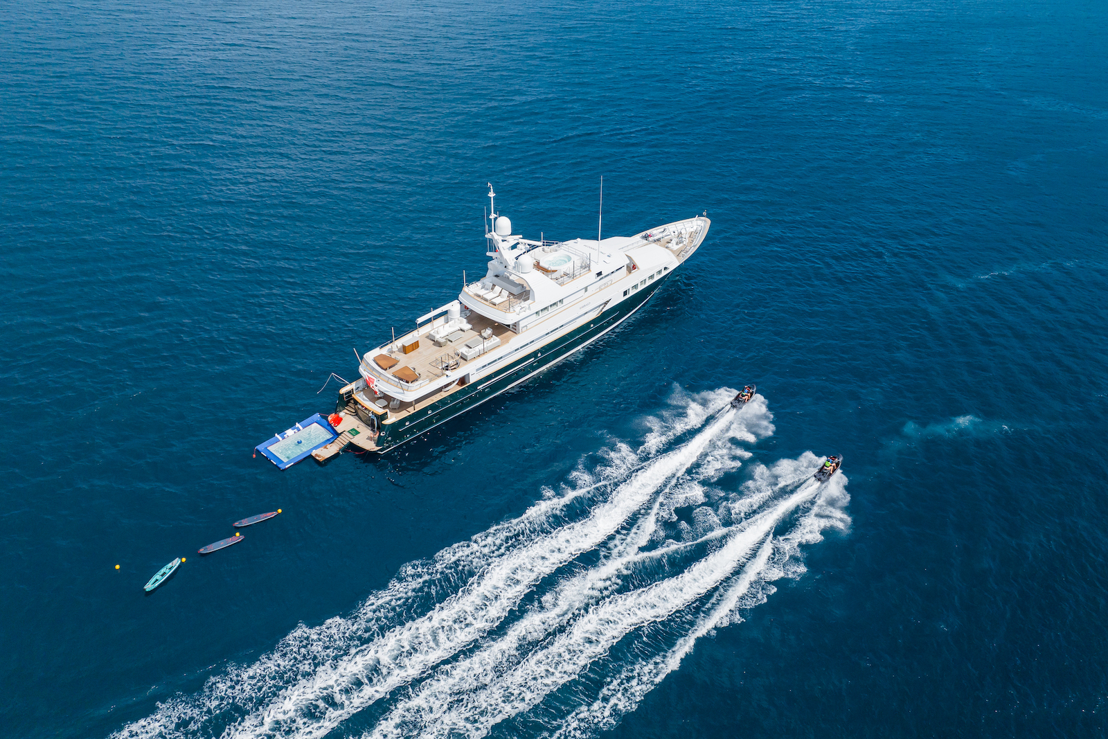 Aerial View Of The Yacht EMERALD By Feadship With Water Toys