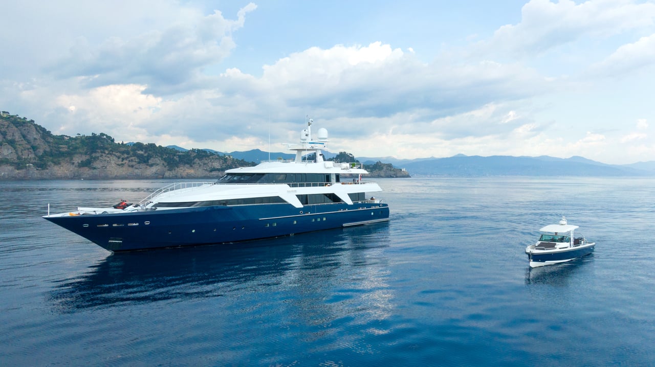 DEEP BLUE II Yacht With Tender At Anchor