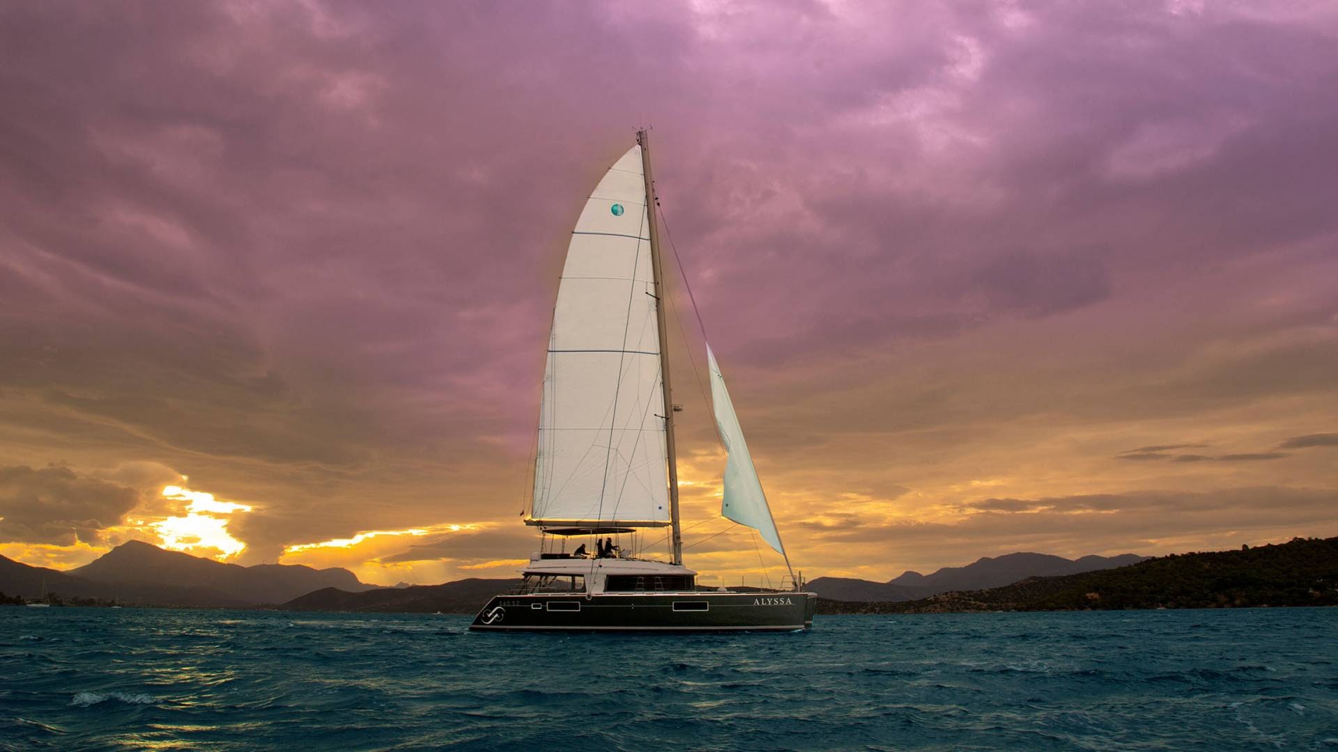 Greek Charter Yacht ALYSSA At Sunset