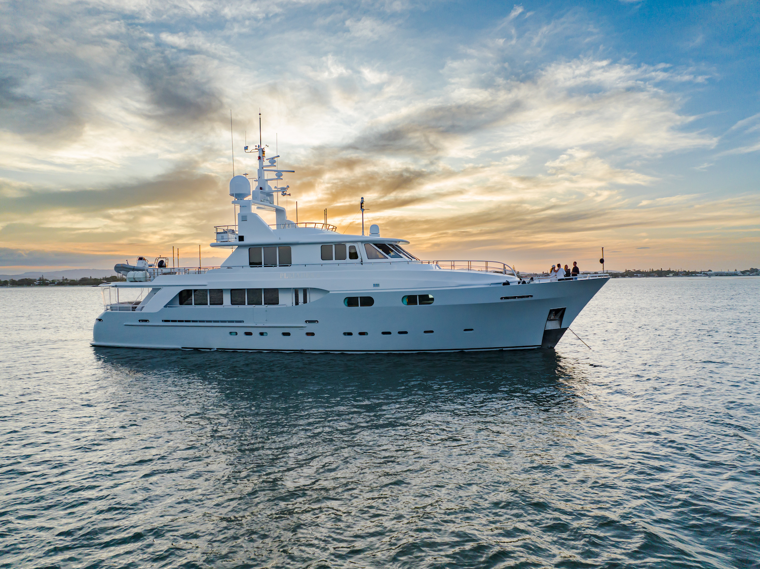Luxury Yacht Pleiades II Sunset Profile
