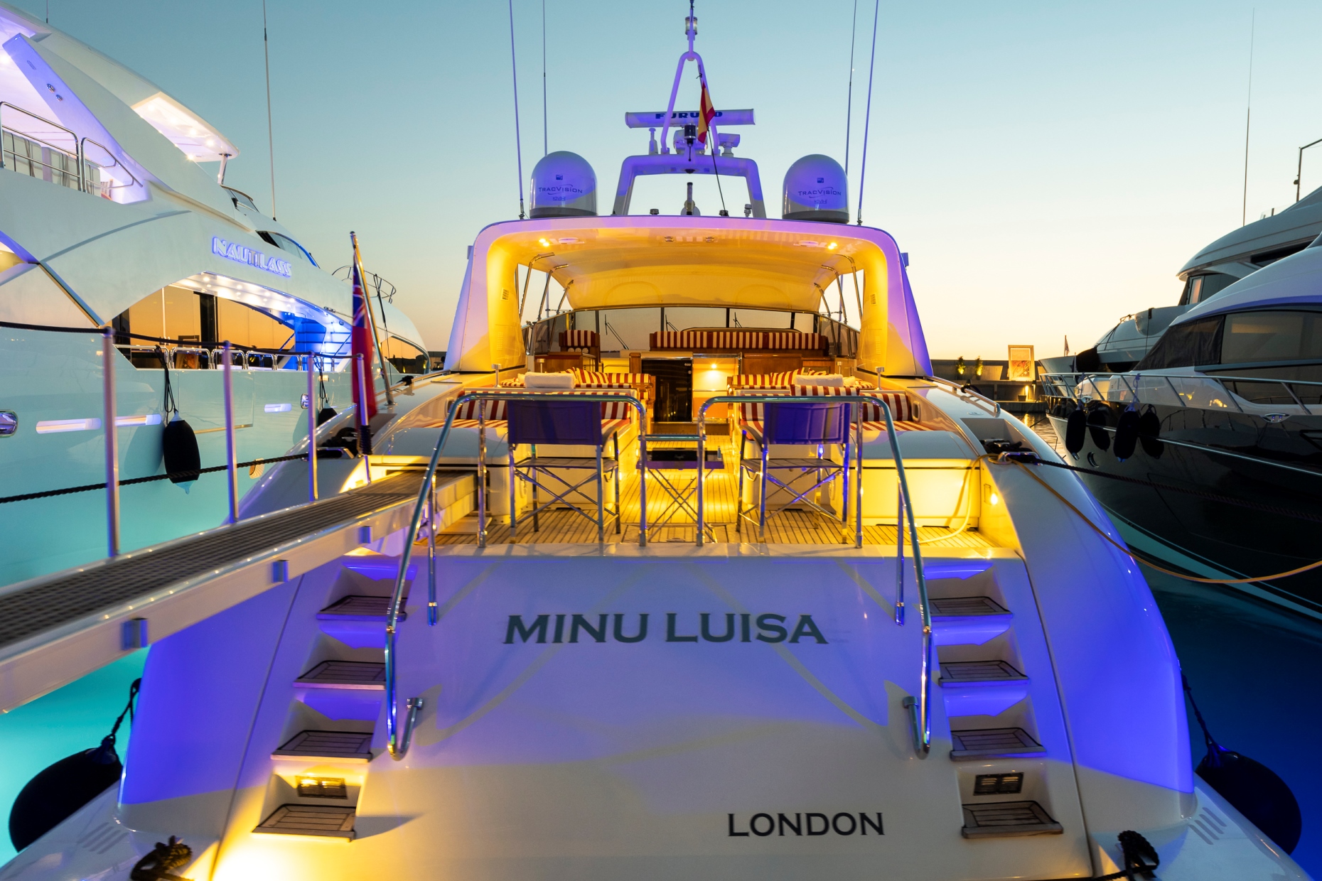Mangusta Yacht MINU LUISA - Berthed At Night