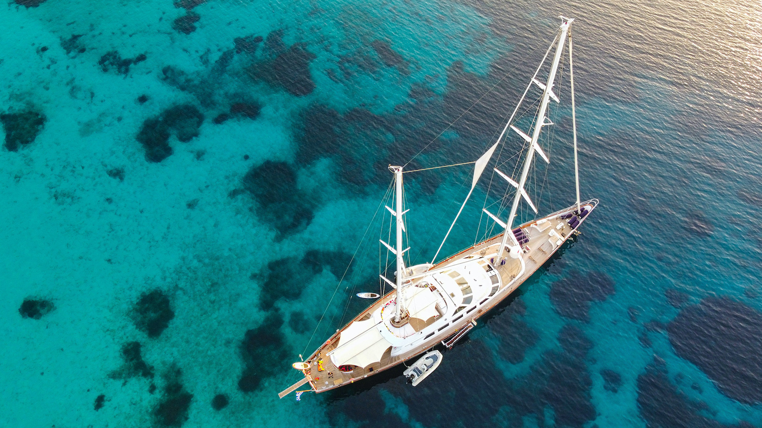 Aerial View Of The Sailing Yacht