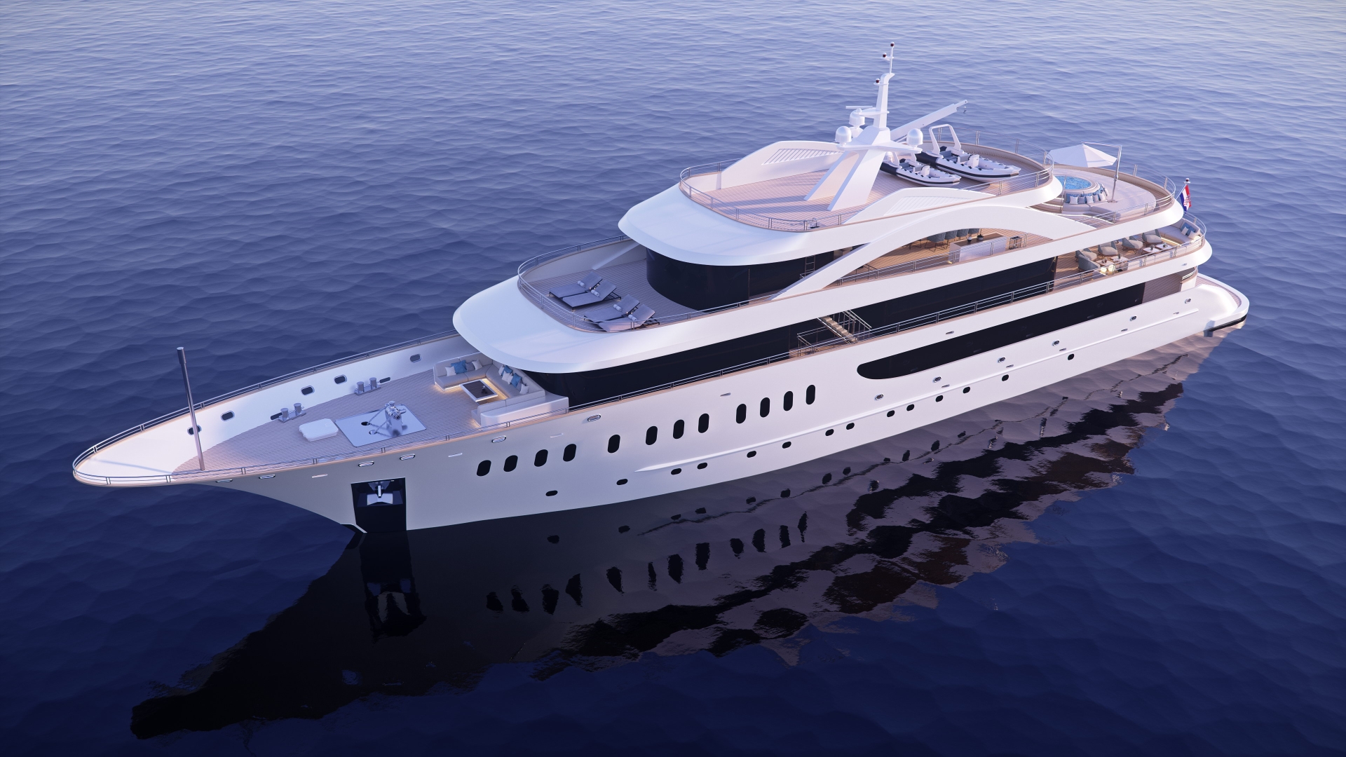 Aerial View Of The Yacht - Rendering