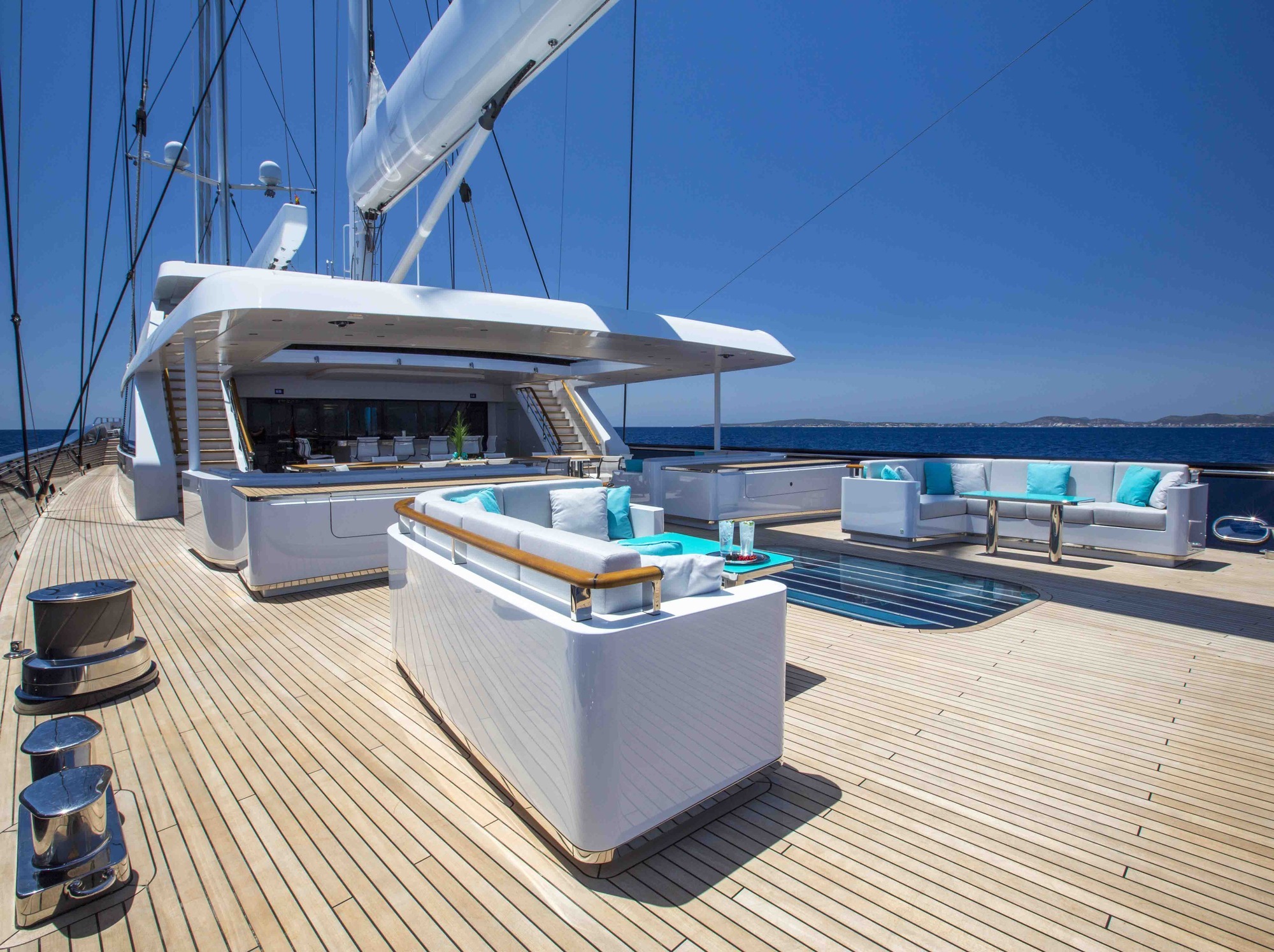 Aft Deck Relaxation Area With Seating And Tables