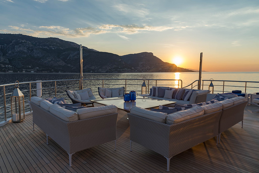 Aft Deck Seating At Sunset