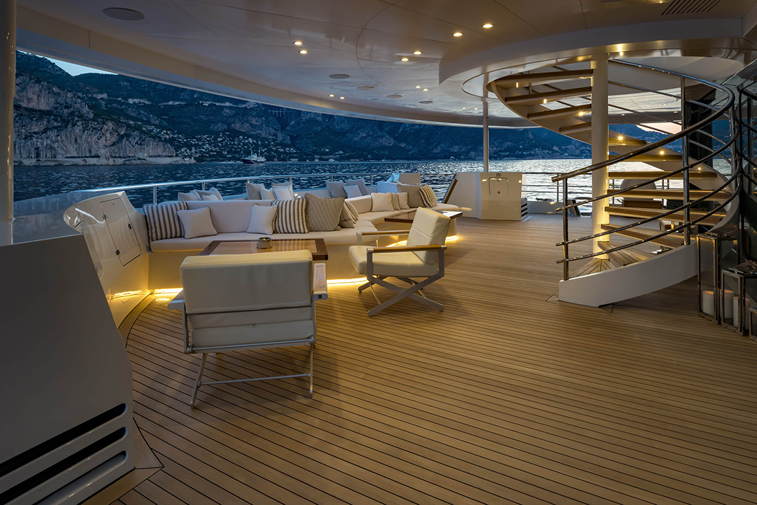 Aft Deck Stairwell At Sunset