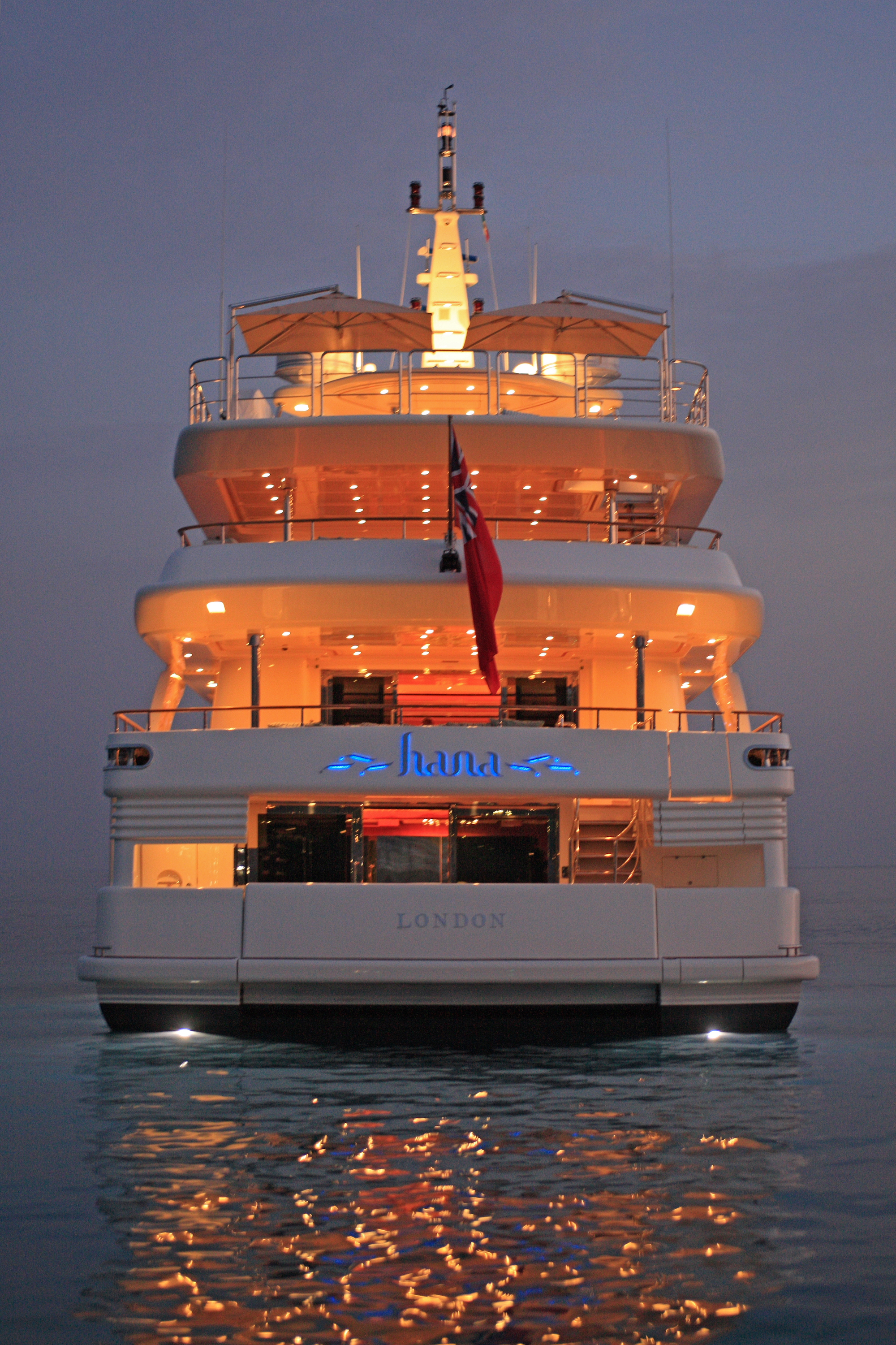 Aft View Of The Decks At Night