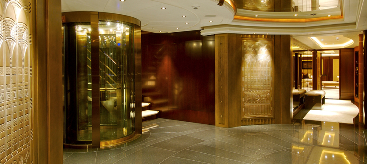 Guest Elevator With Golden Details