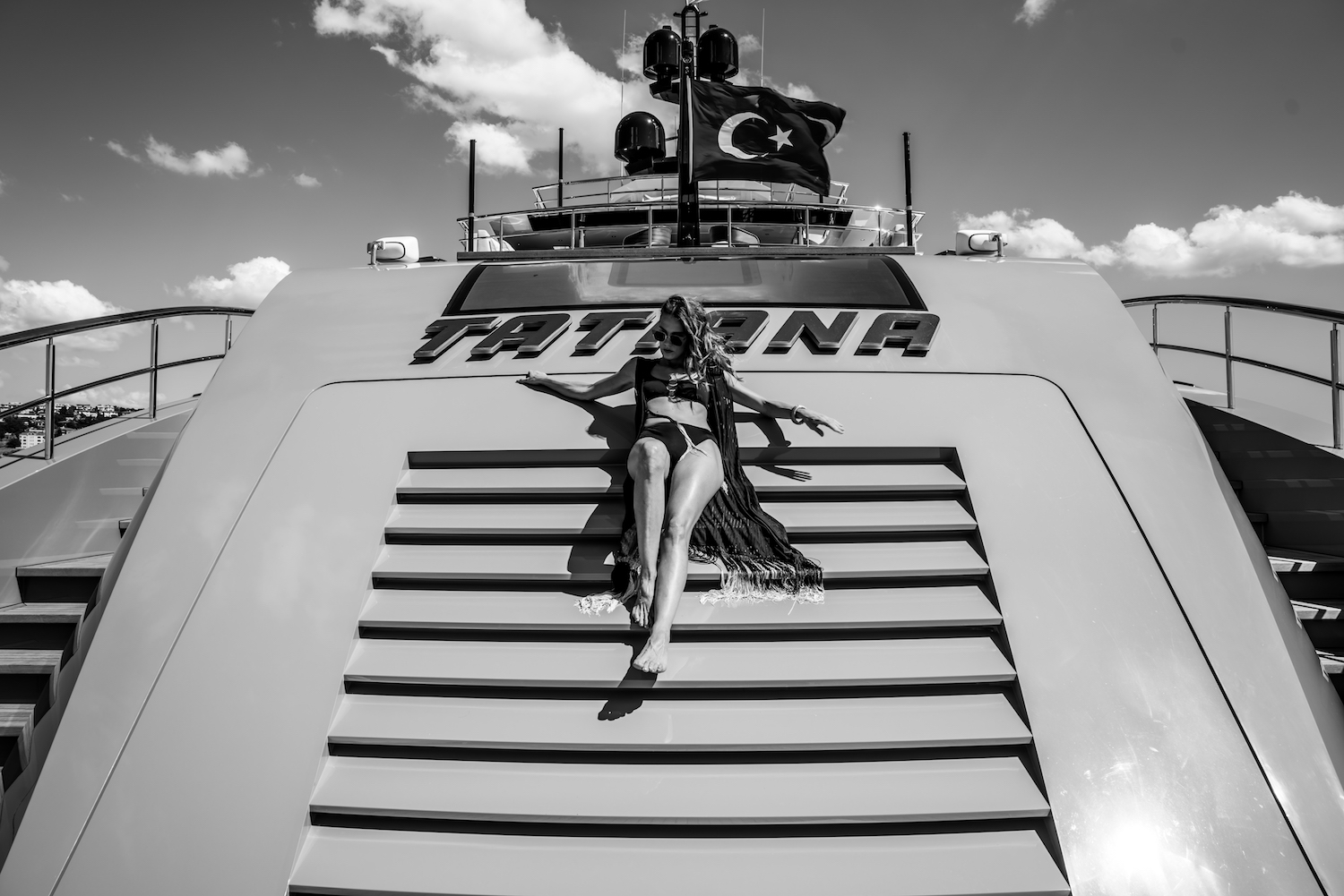 Model On A Transom Of The Yacht