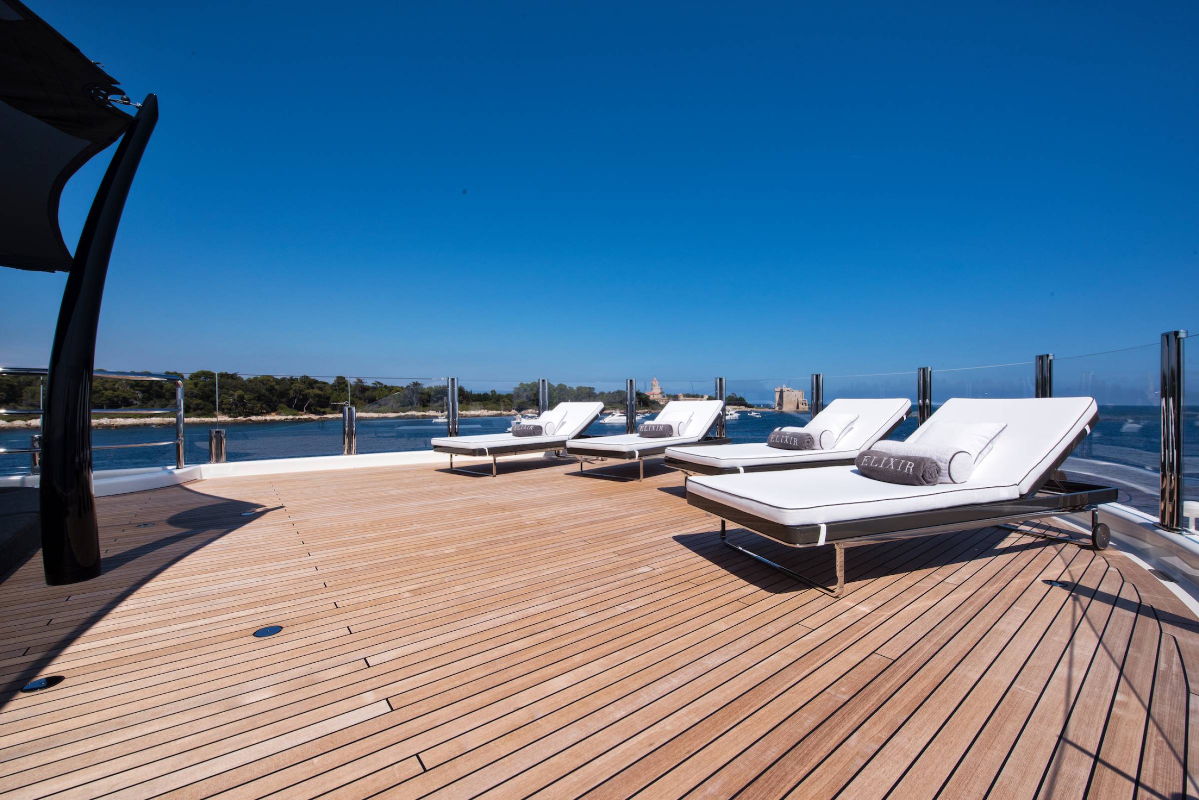 Sundeck And Sunbeds Off Cannes, French Riviera