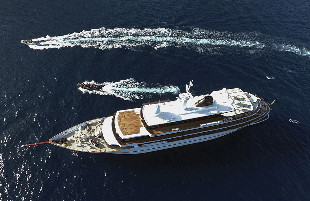 The Yacht With Water Toys From Above
