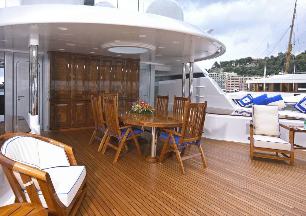 Deck Seats With Lounging Aboard Yacht BLUE MOON