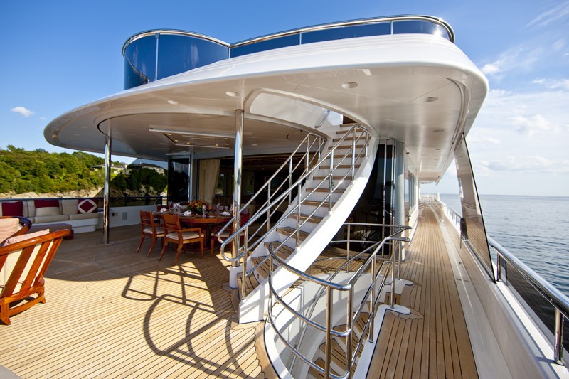 Deck Stairway On Board Yacht BLUE MOON