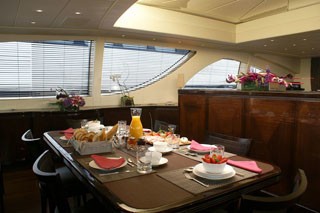 Hard Upper Eating/dining Zone Aboard Yacht VOYAGE
