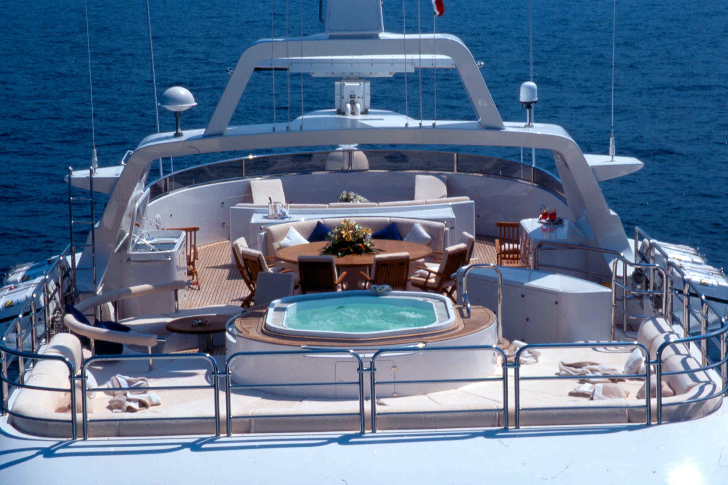 Sun Deck With Jacuzzi Pool On Board Yacht MORE