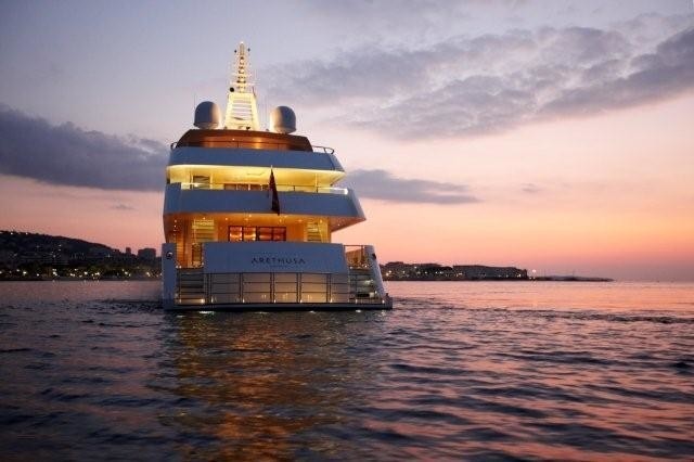Sunset Dusk: Yacht ALKHOR's Aft Aspect Captured