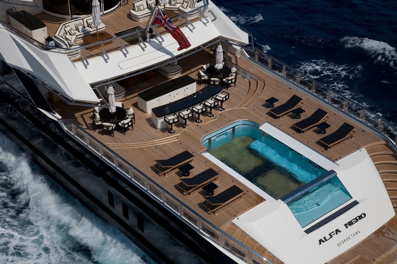 Aft From Above Aspect Aboard Yacht ALFA NERO