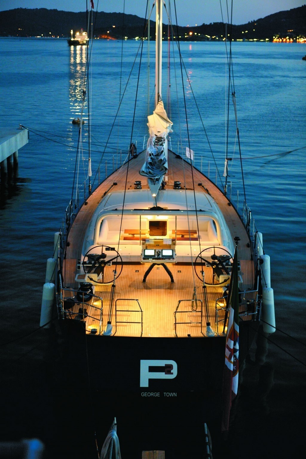 Evening: Yacht P2's Deck Pictured