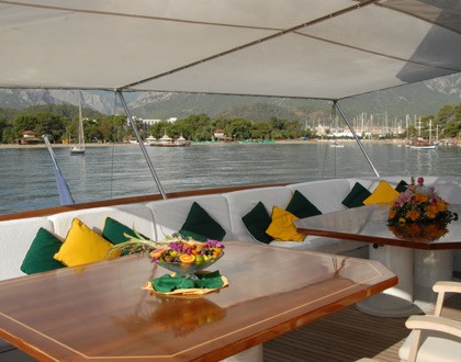 Covered Eating/dining Furniture: Yacht LADYSHIP's Top Deck Captured